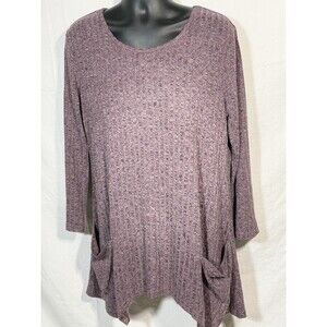 Creation Burgundy Tunic Size XL Ribbed‎ Front Pockets
